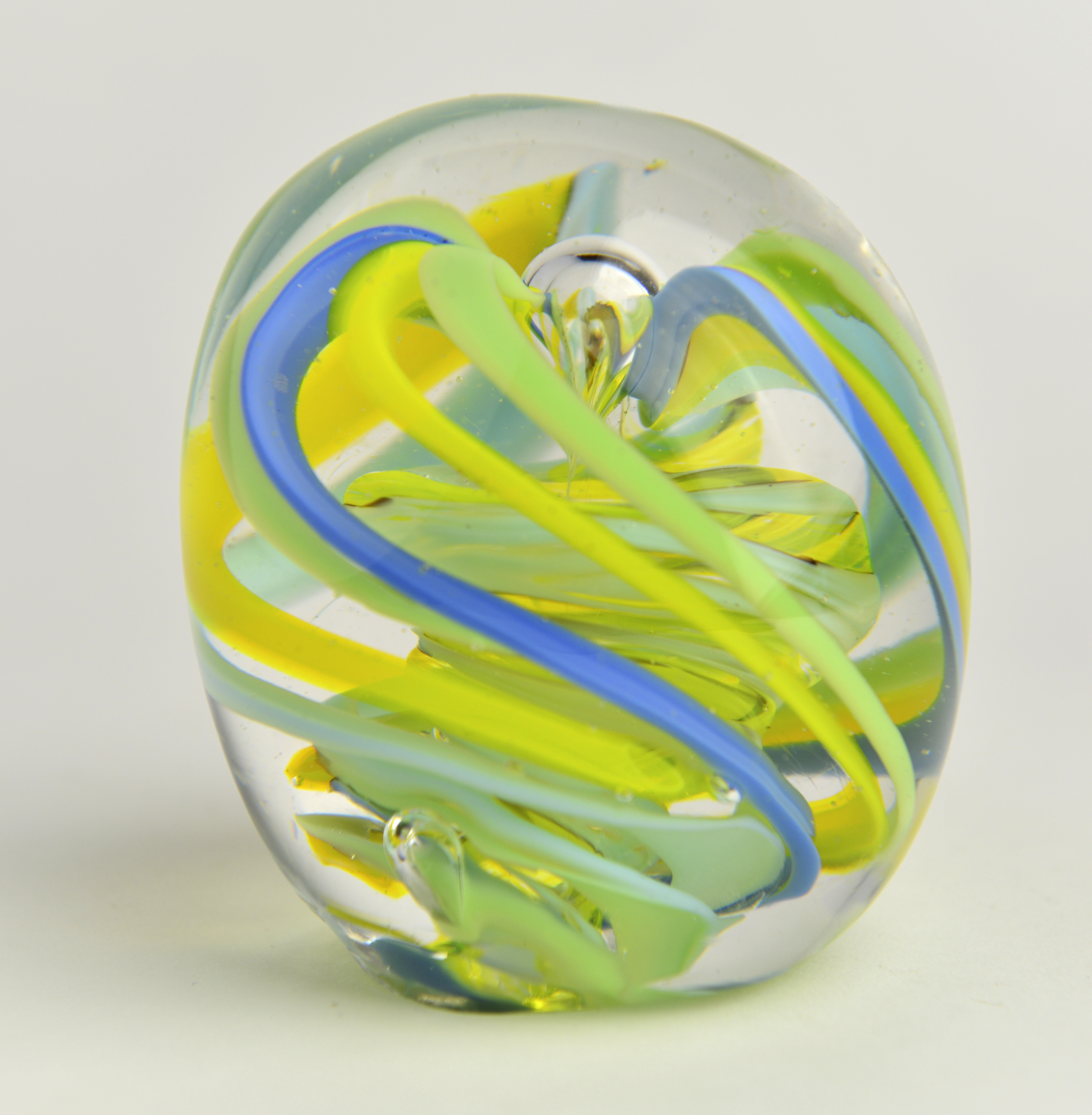 Blue, Yellow and Green Tornado Paperweight