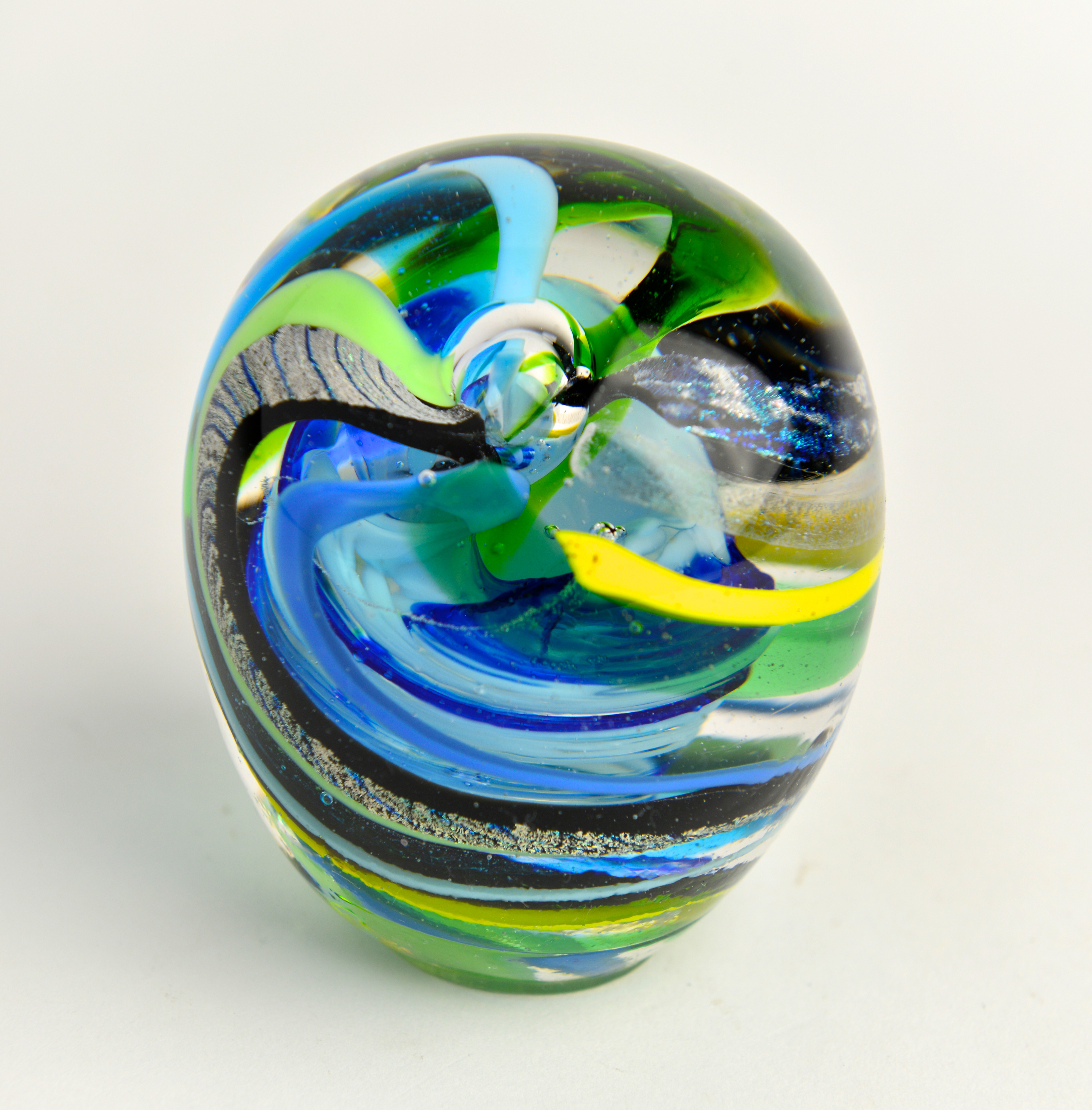 Blue and Green Tornado Paperweight