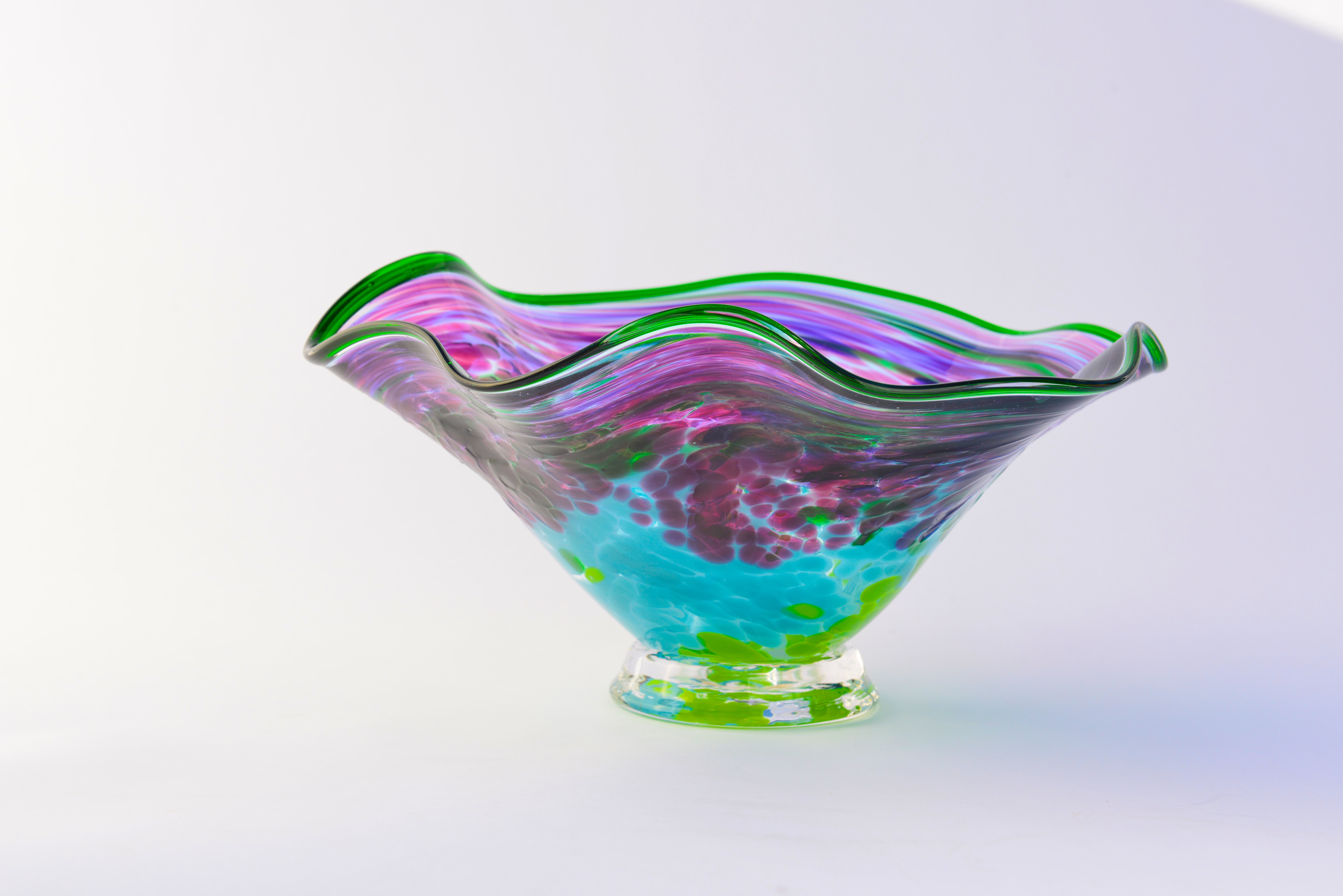 Purple and turquoise swirled bowl