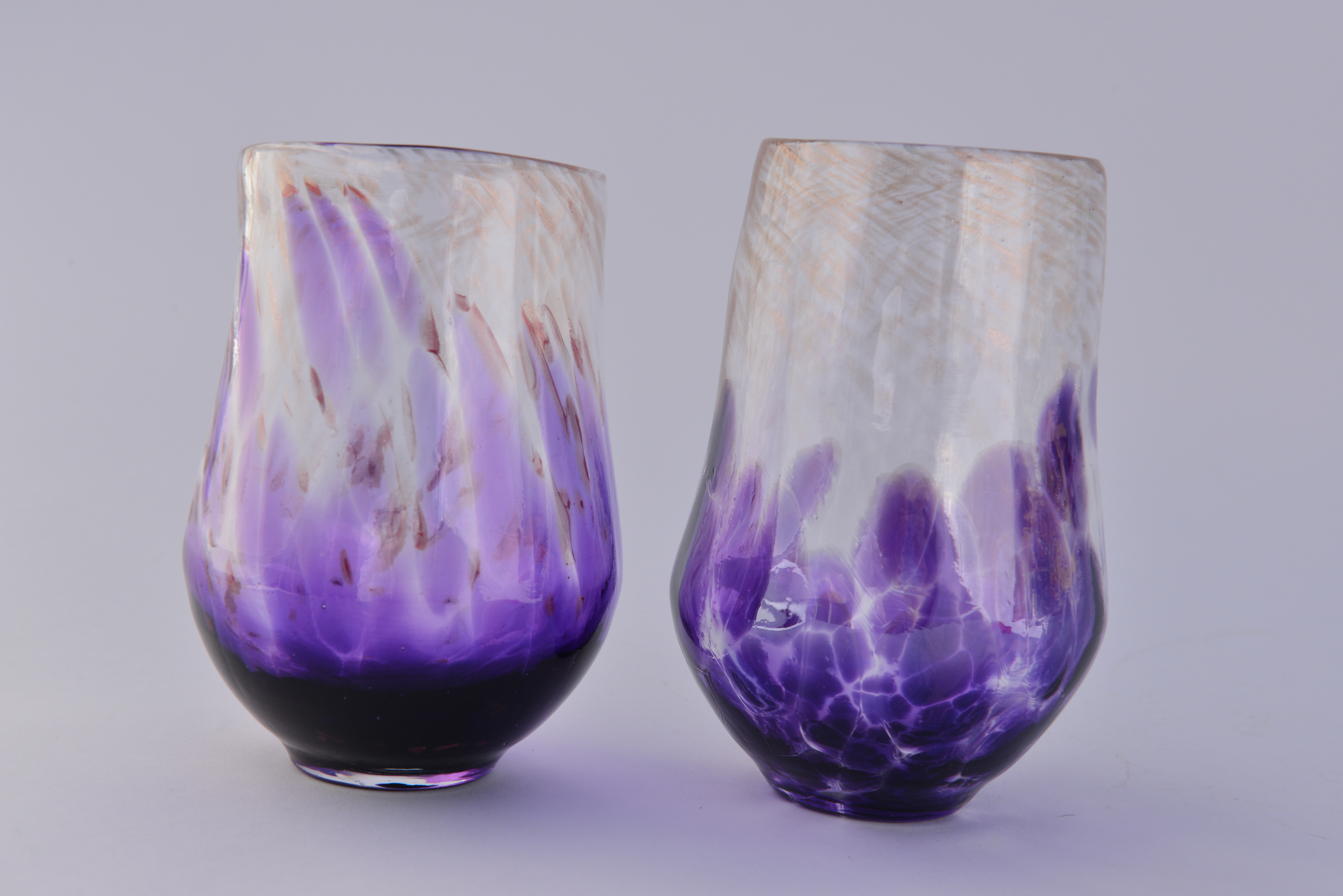 Purple and Gold Stemless Wine Glasses