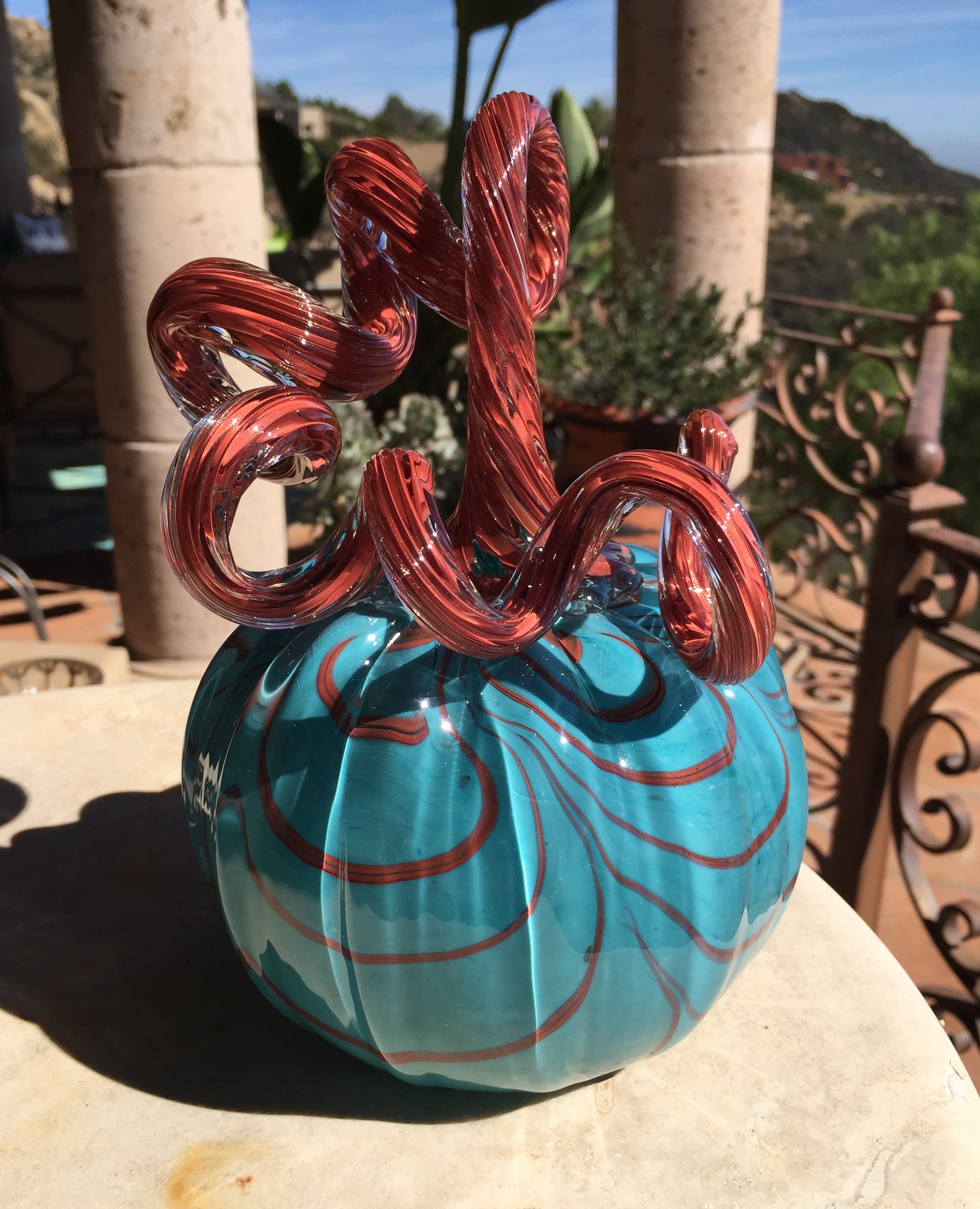 Turquoise and copper/gold pumpkin