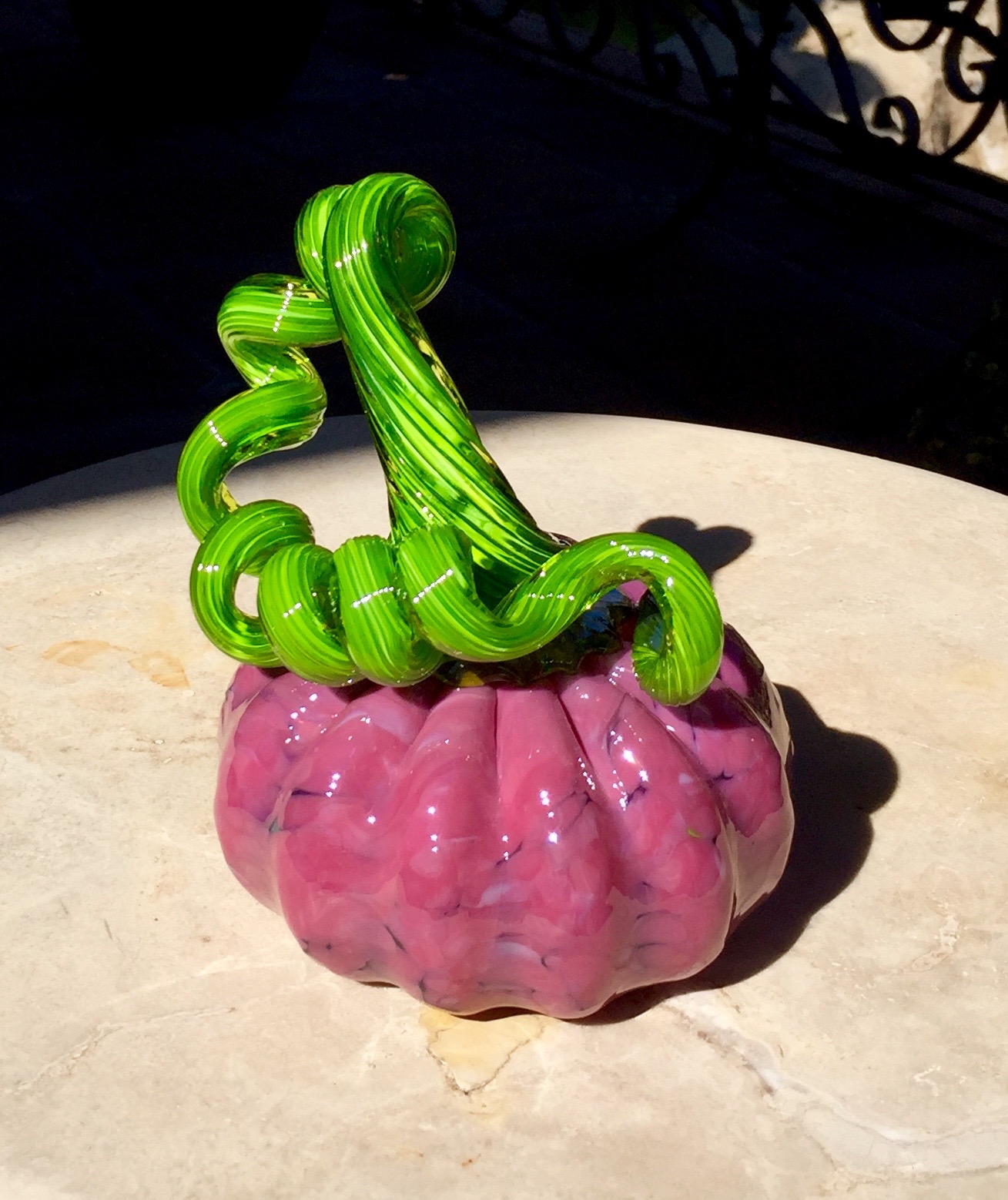 Pink pumpkin paperweight