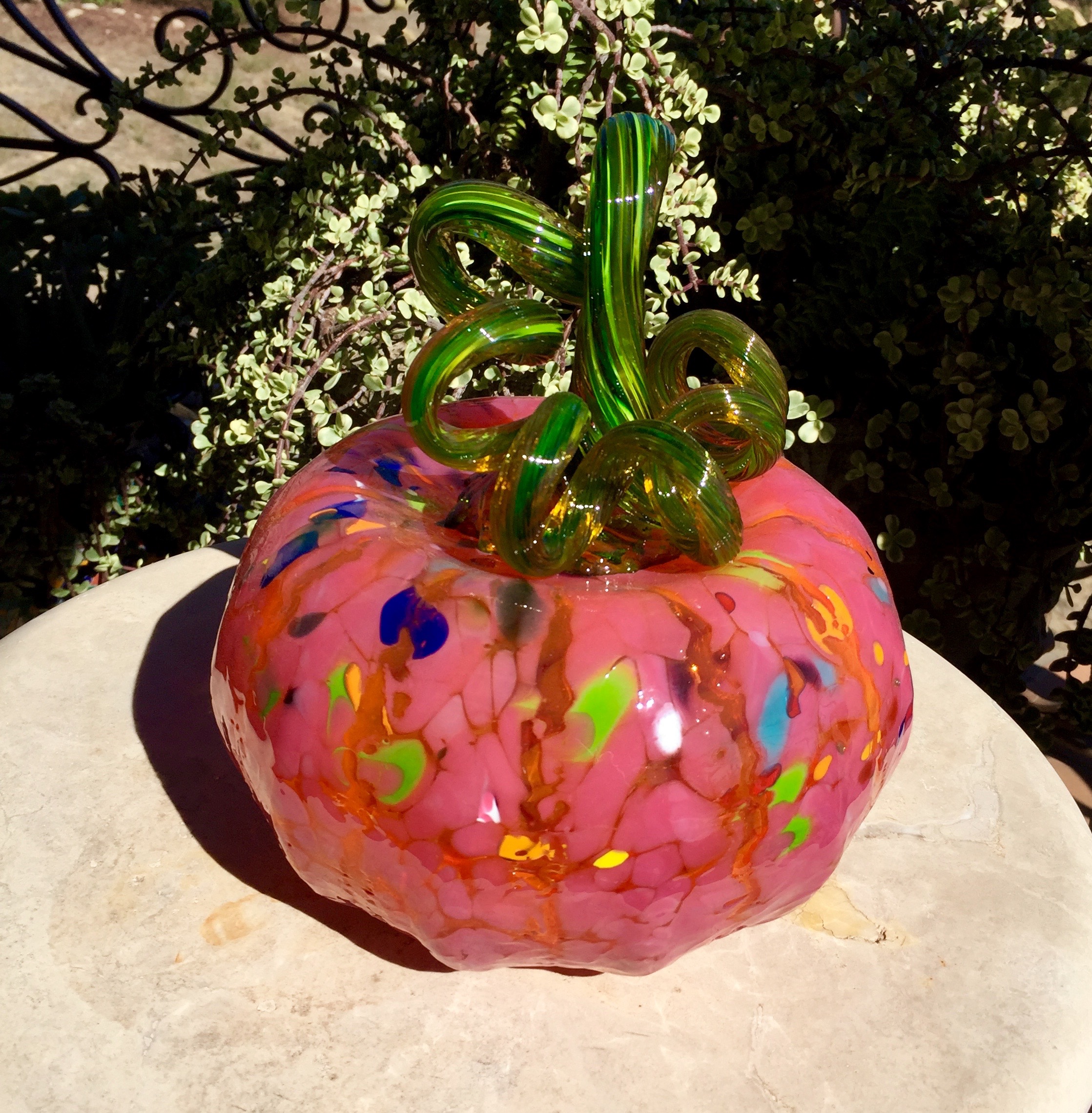 Medium hot pink speckled pumpkin