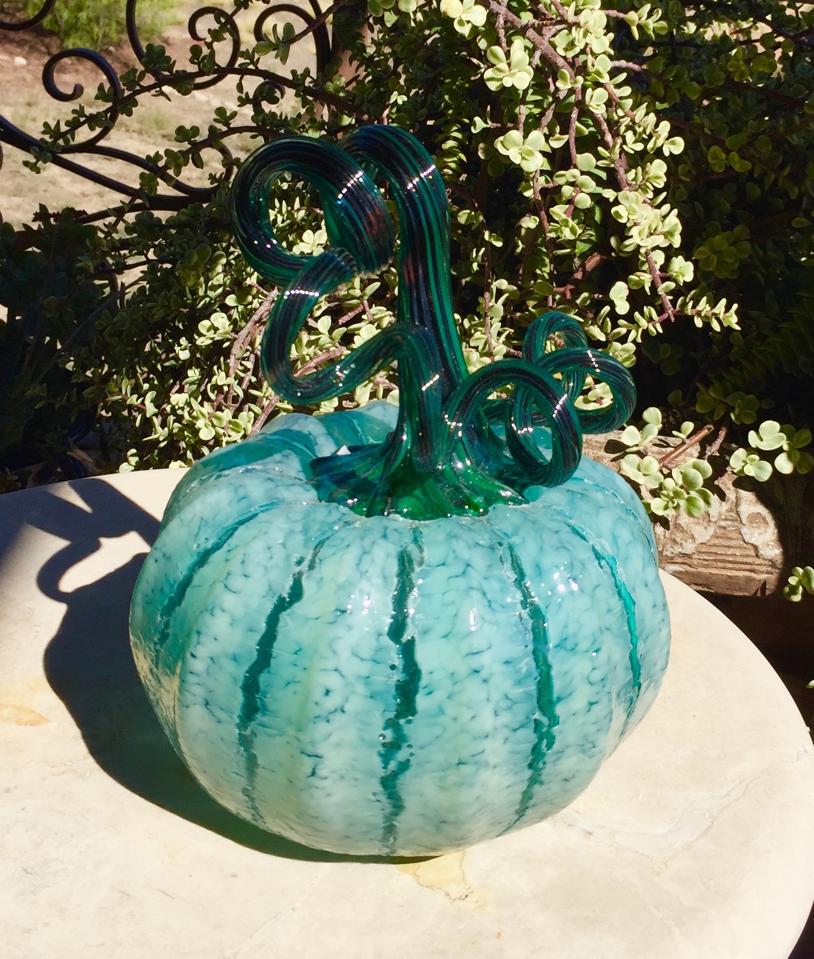 Turquoise and white crackle pumpkin